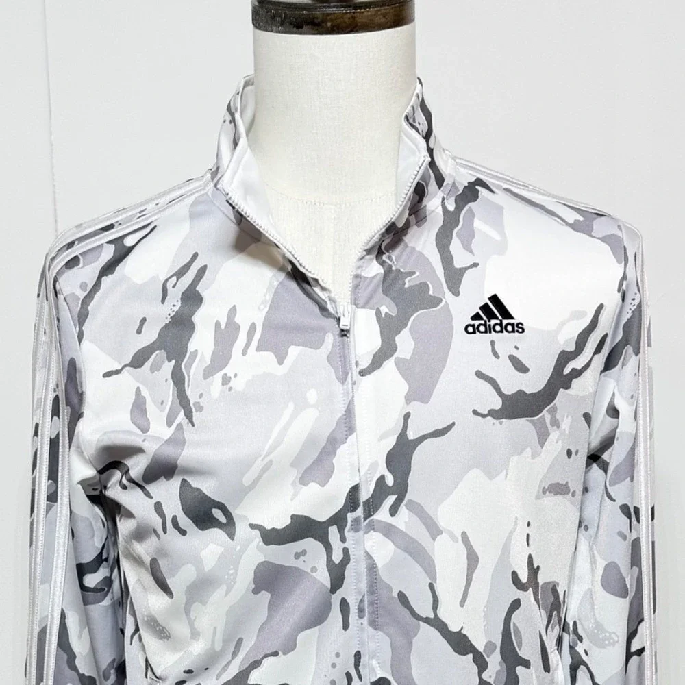 Adidas Track Jacket  Boys XL 18/20 Gray Camo Full Zip Long‎ Sleeve AG6307